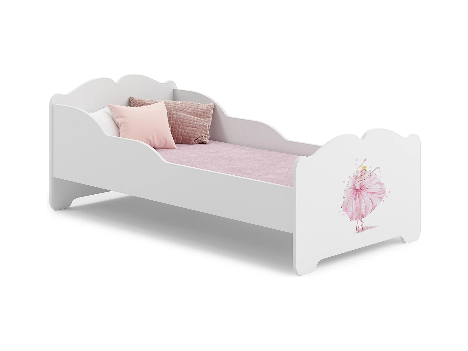 Anna - lit simple 160x80 avec des graphismes pour enfants, dans un ensemble avec un matelas et un cadre