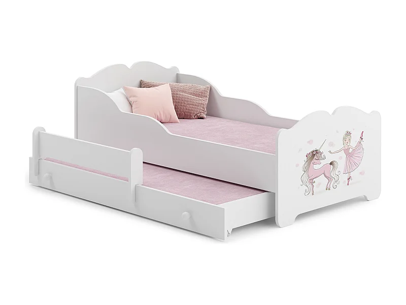 Lit double Anna 160x80 avec graphismes pour enfants