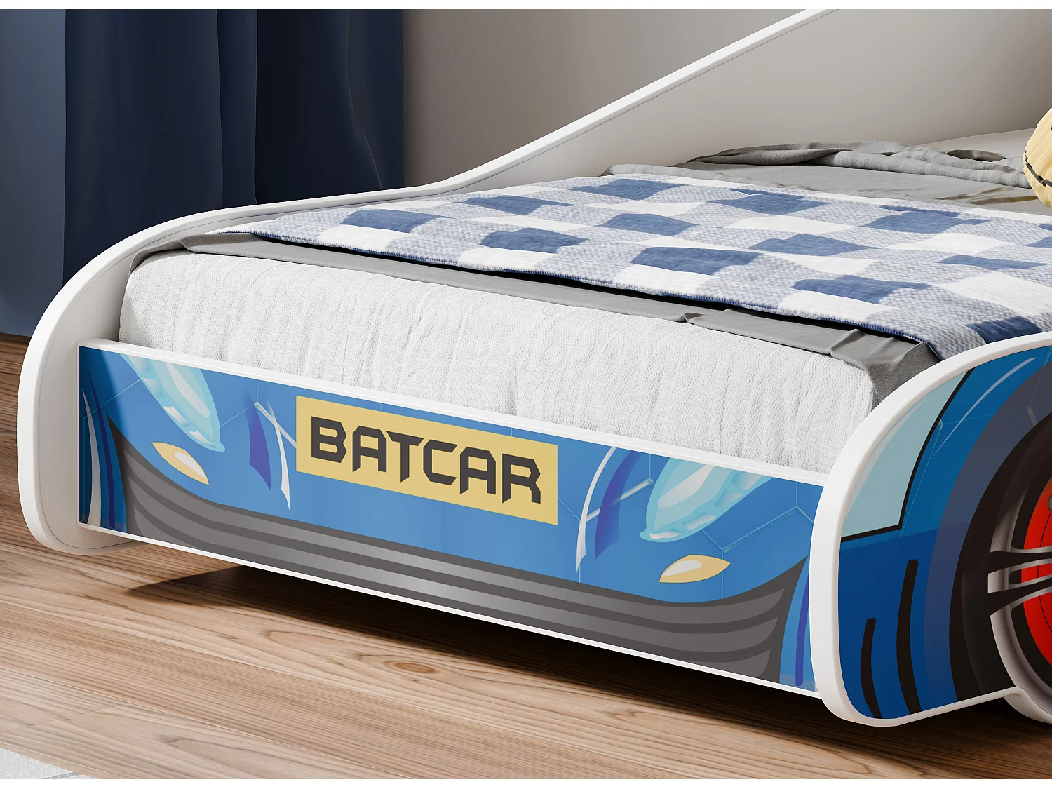 Lit enfant BATCAR160x80 avec matelas et cadre inclus