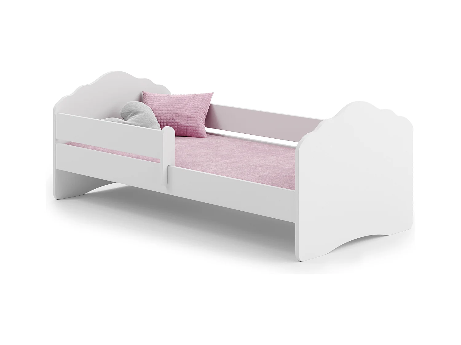 Fala - lit simple 140x70 blanc, dans un ensemble avec garde-corps, matelas et sommier