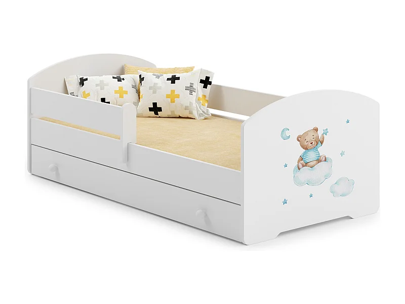 Cama de criança 160 x 80 com gaveta, colchão e estrado incluídos Kobi Luk Blue Bear