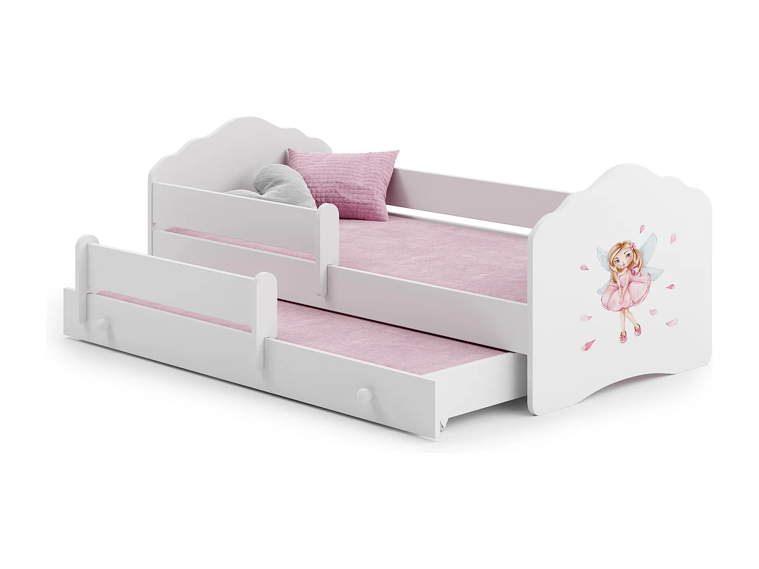 Cama dupla 160 x 80 com colchões e estrados incluídos Kobi Wave Girl with wings