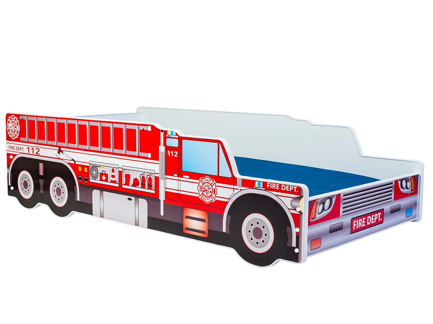 Lit enfant camion pompier 160x80 avec matelas et cadre inclus