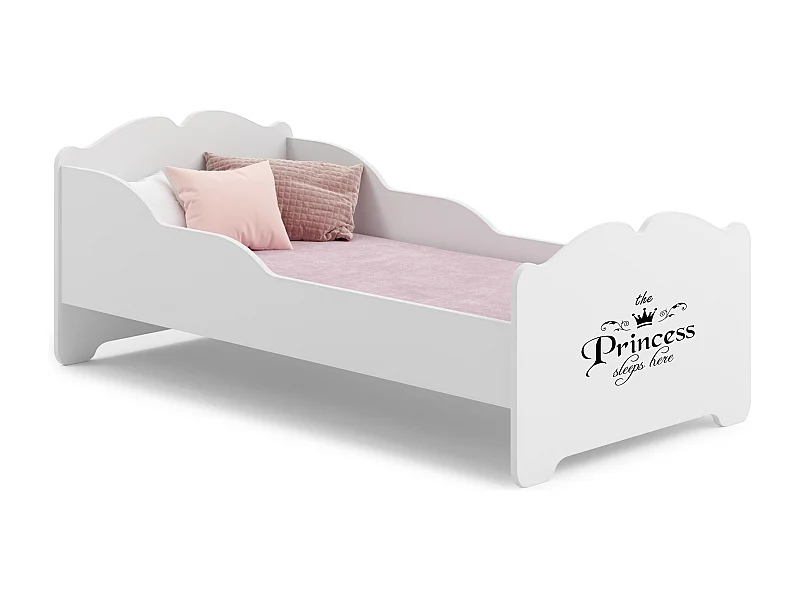 Anna - lit simple 140x70 avec des graphismes pour enfants, dans un ensemble avec un matelas et un cadre