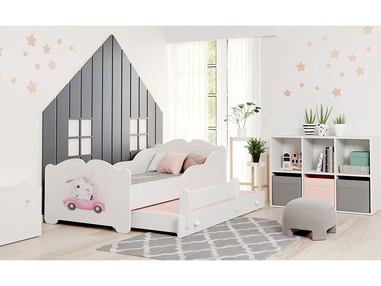 Lit double Anna 160x80 avec graphismes pour enfants