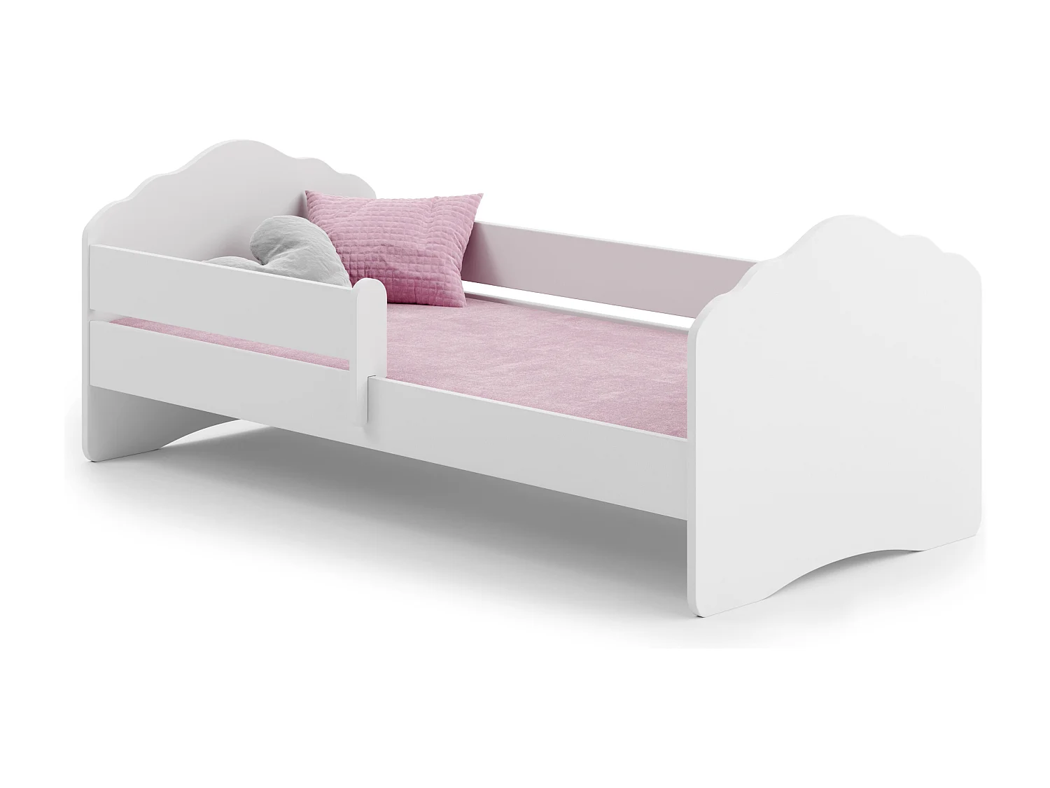 Fala - lit simple 160x80 blanc, dans un ensemble avec garde-corps, matelas et sommier