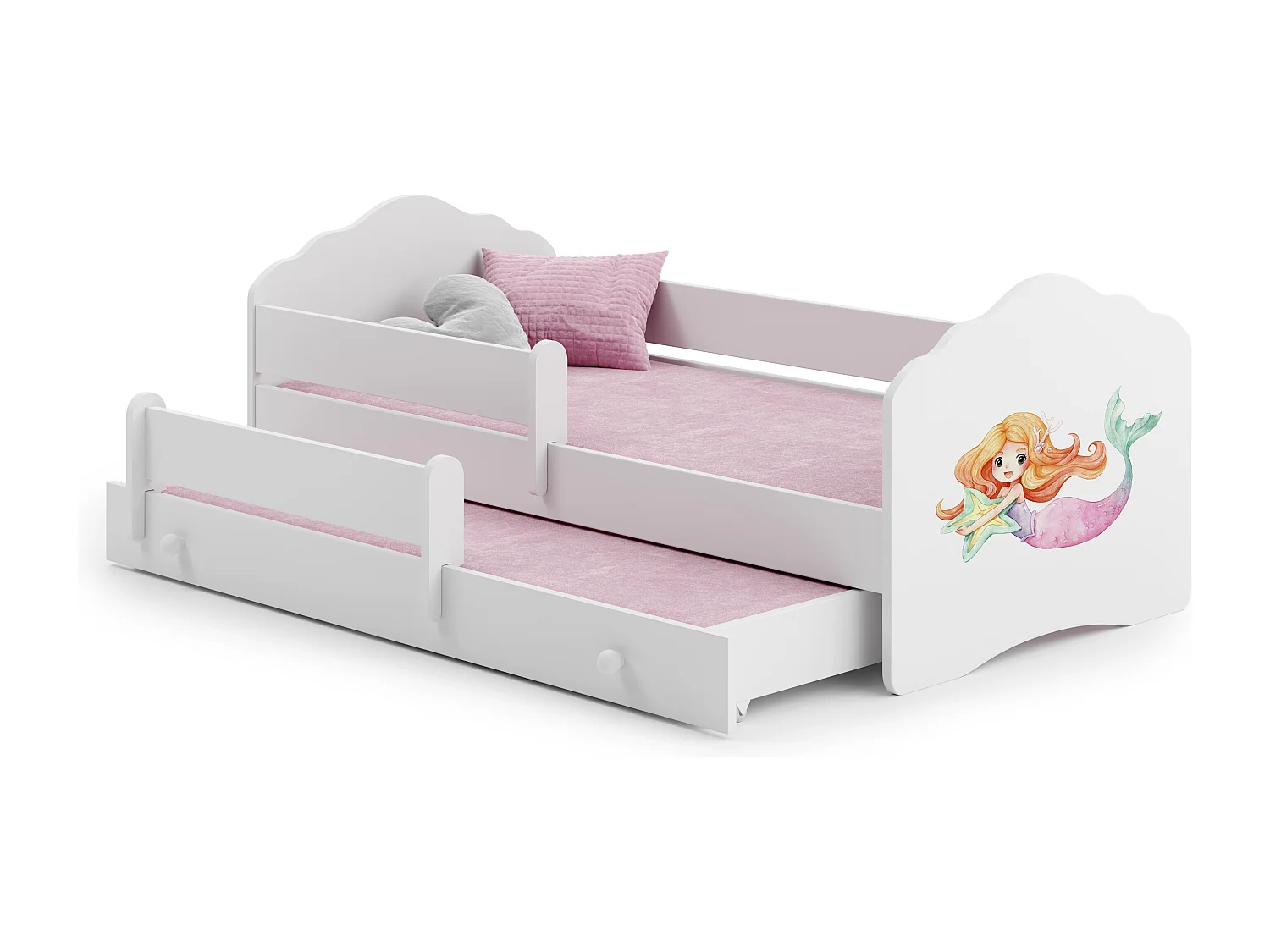 Cama dupla 160 x 80 com colchões e estrados incluídos Kobi Wave Mermaid