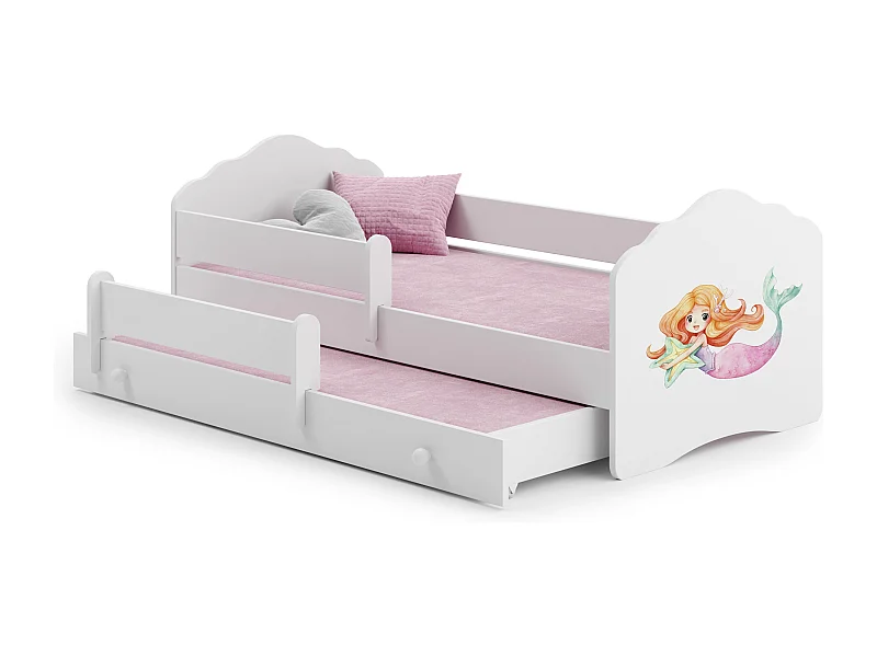 Cama dupla 160 x 80 com colchões e estrados incluídos Kobi Wave Mermaid