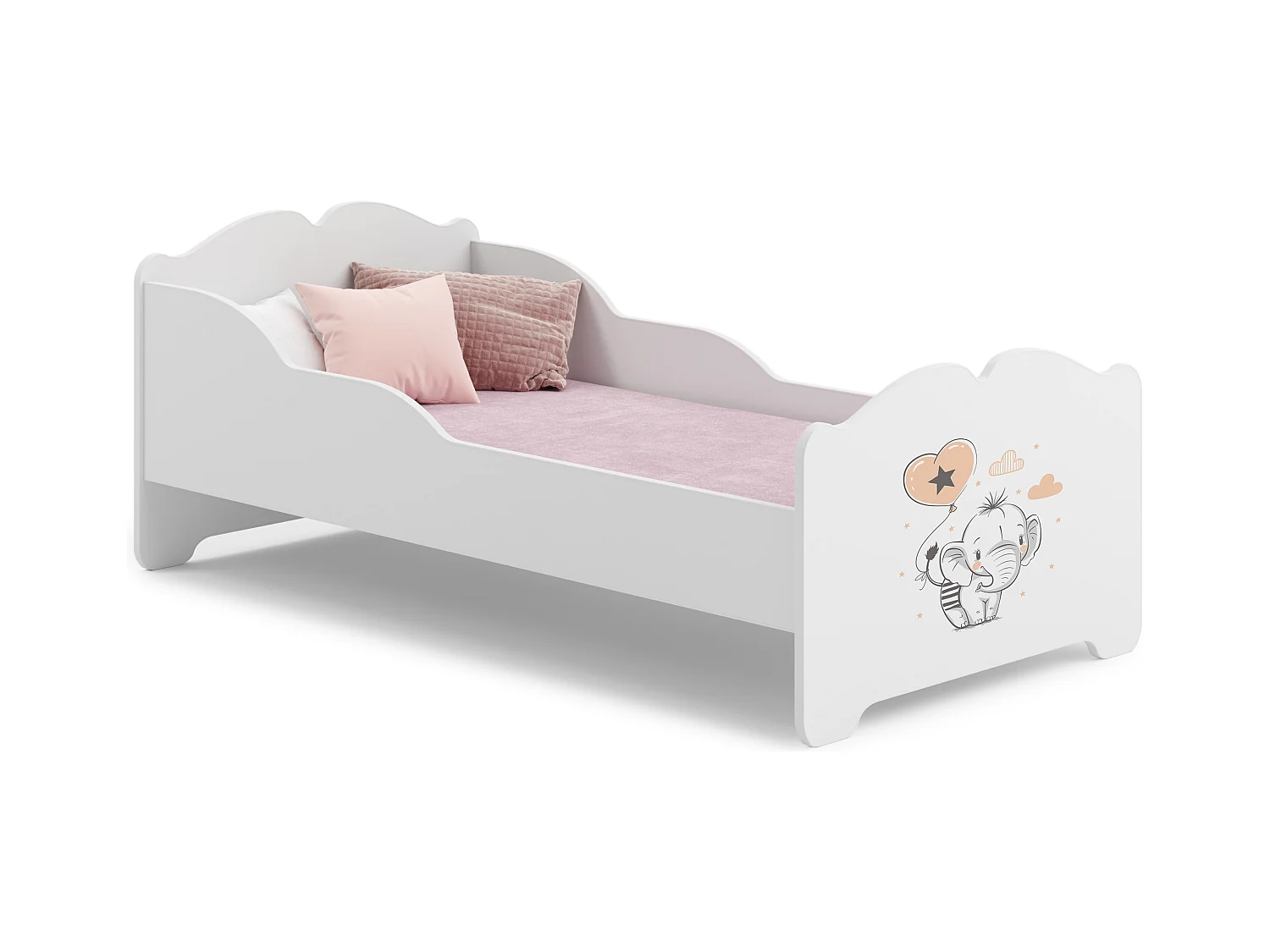 Anna - lit simple 160x80 avec des graphismes pour enfants, dans un ensemble avec un matelas et un cadre