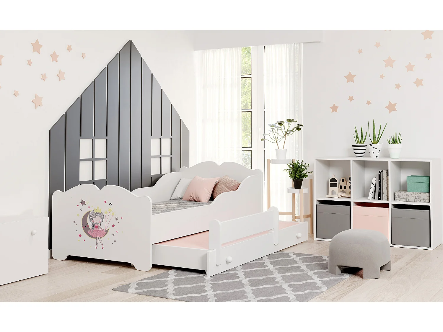 Lit double Anna 160x80 avec graphismes pour enfants