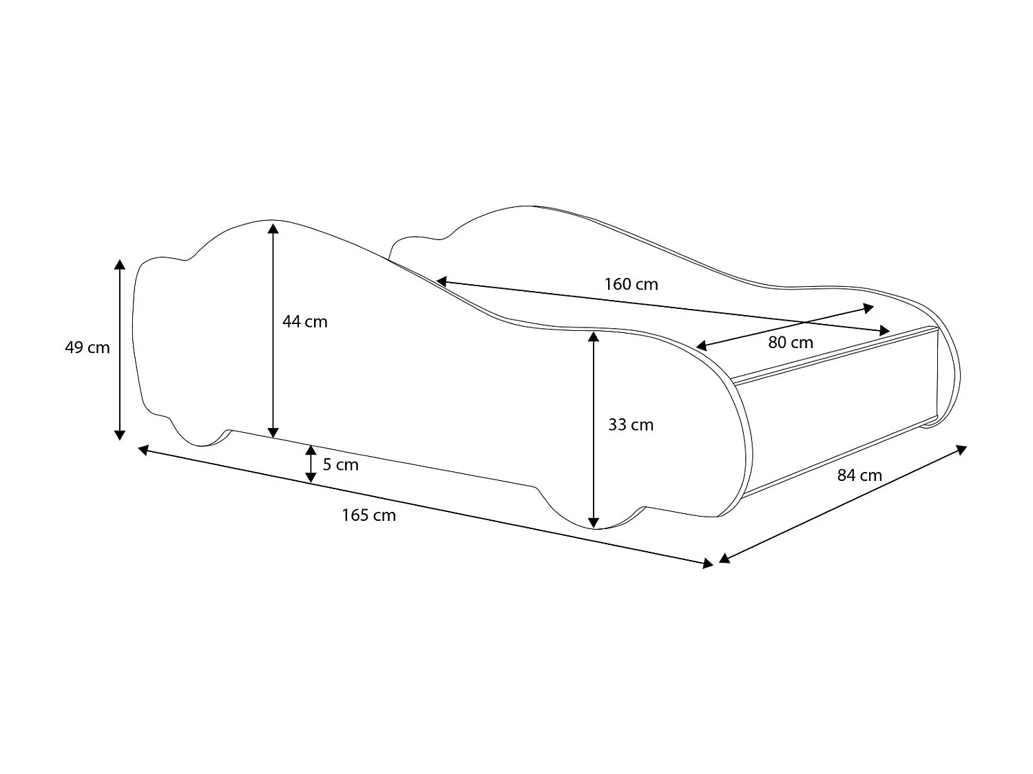 Lit enfant PINK CAR 160x80 avec matelas et cadre inclus