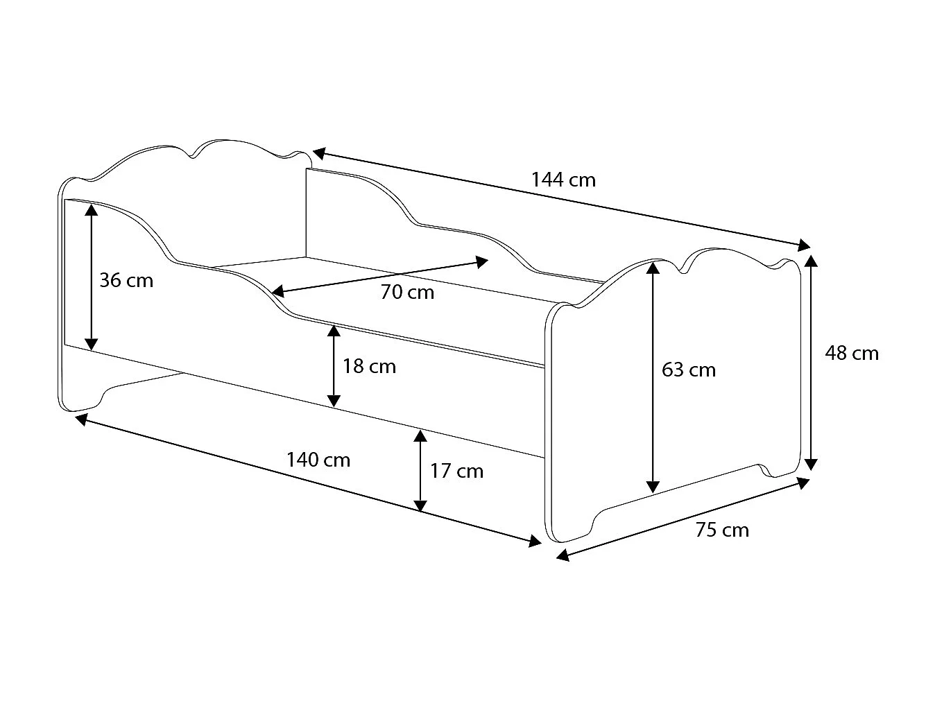 Cama de criança 140 x 70 com colchão e estrado incluídos Kobi Anna Sleeping princess