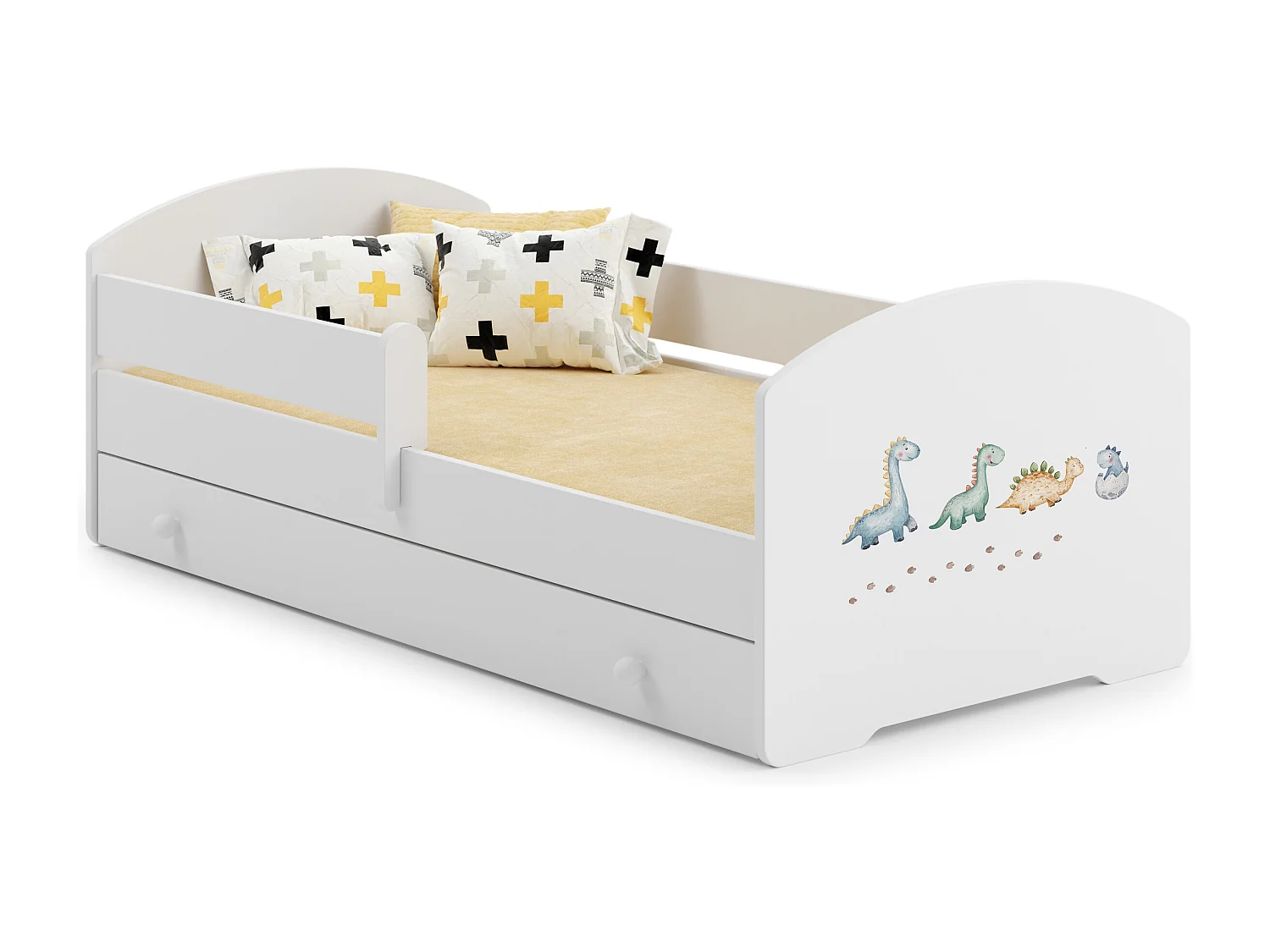 Cama de criança 160 x 80 com gaveta, colchão e estrado incluídos Kobi Luk Dinosaurs