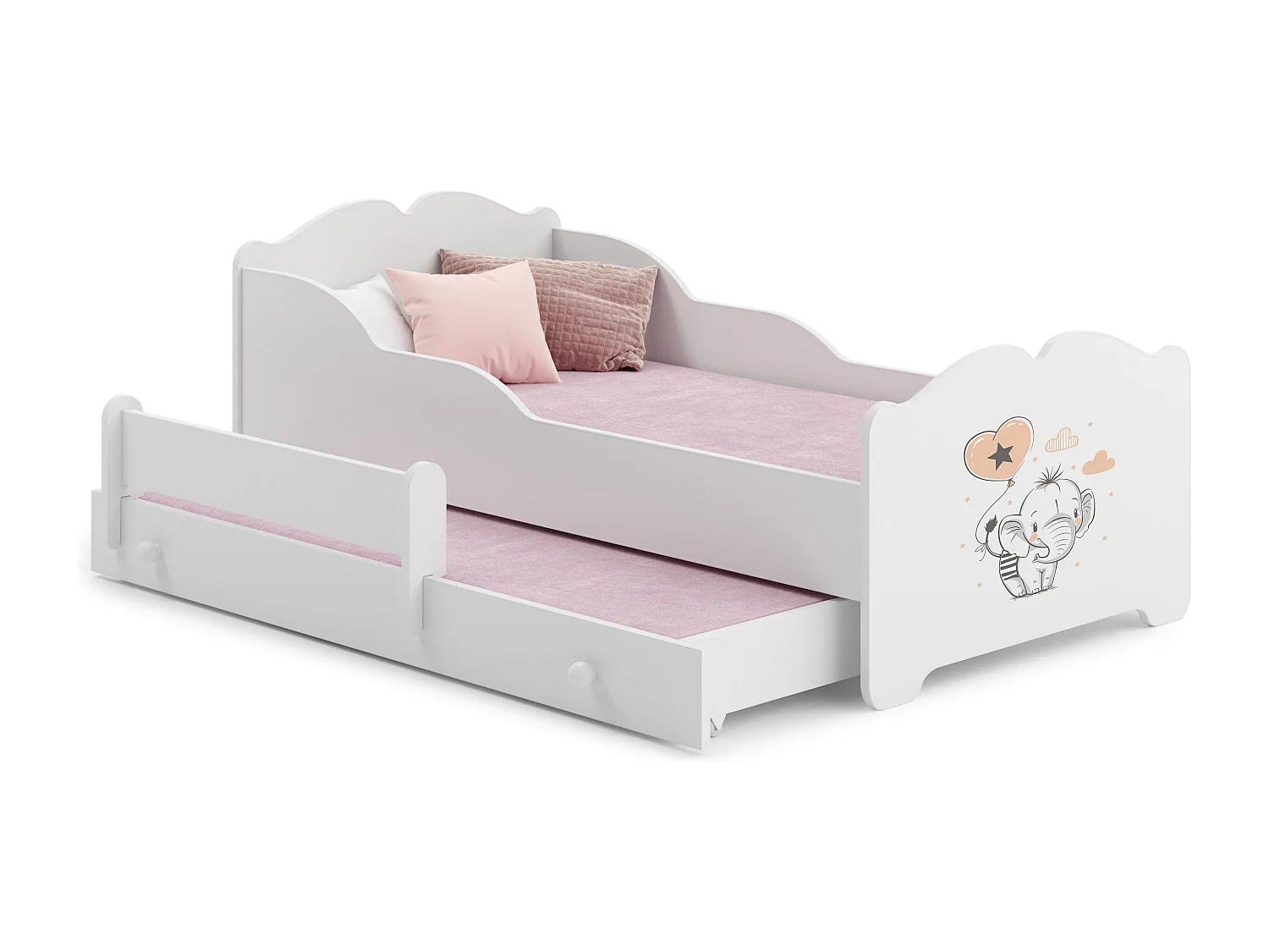 Cama dupla 160 x 80 com colchões e estrados incluídos Kobi Anna Elephant