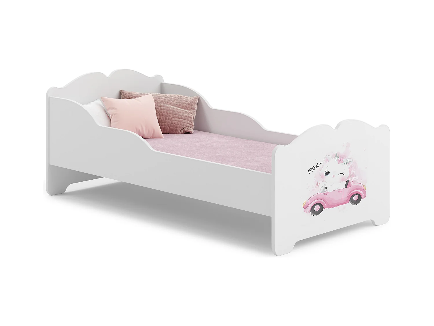 Anna - lit simple 160x80 avec des graphismes pour enfants, dans un ensemble avec un matelas et un cadre