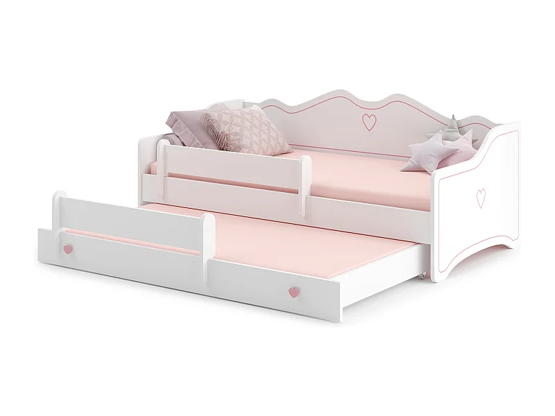 Cama dupla 160 x 80 com colchões e estrados incluídos Kobi Emma Pink