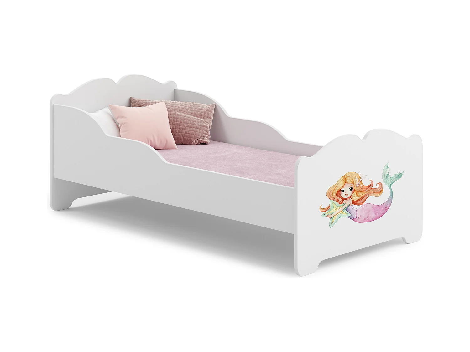 Anna - lit simple 160x80 avec des graphismes pour enfants, dans un ensemble avec un matelas et un cadre