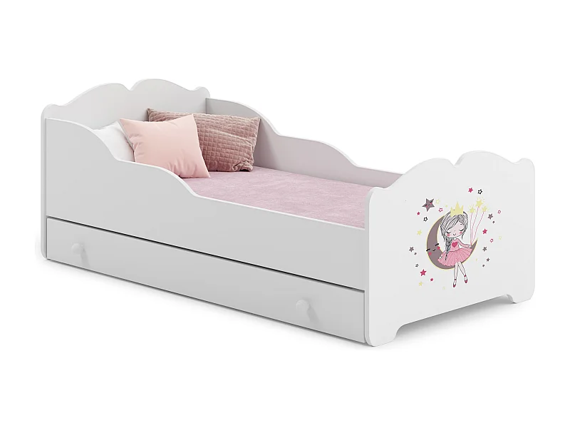 Cama de criança 140 x 70 com gaveta, colchão e estrado incluídos Kobi Anna Sleeping princess