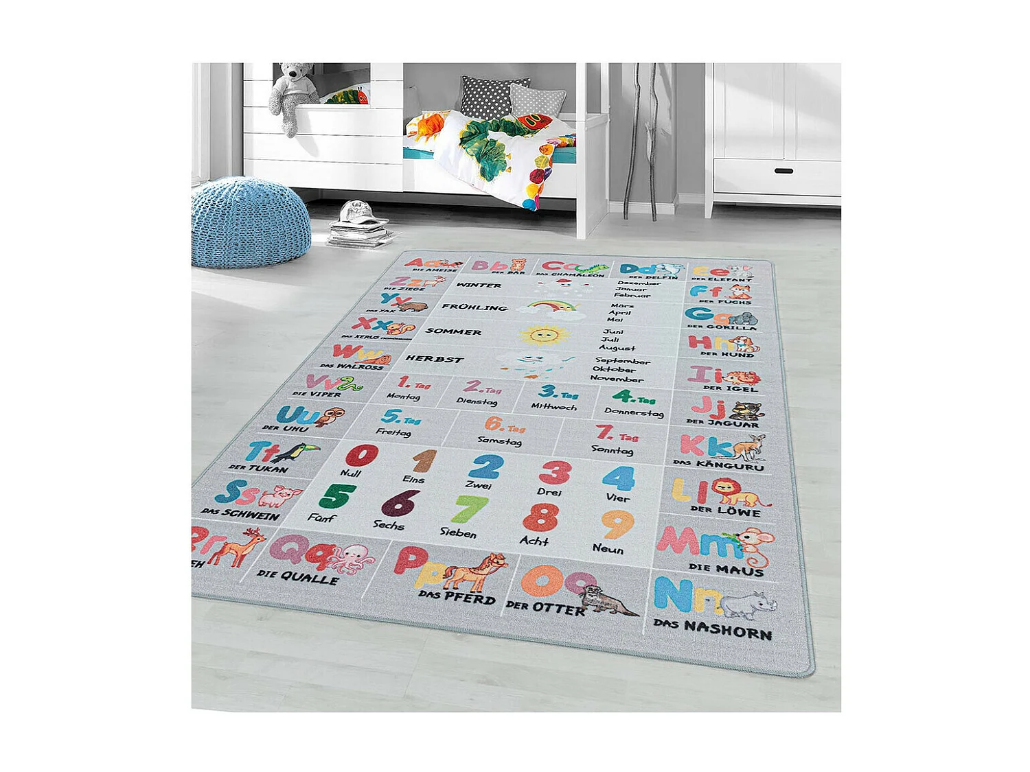 Tapis antidérapant enfant pour chambre ABC Rectangulaire Enfant Mécanique Antidérapant