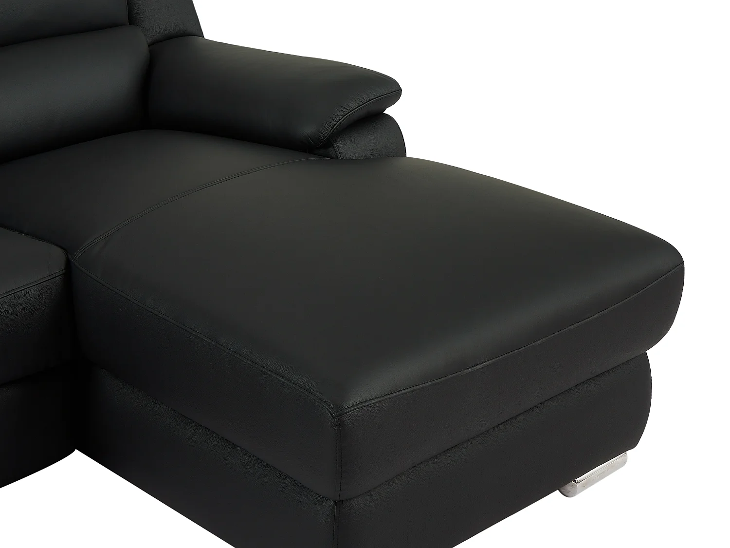 Kanapa narożna prawostronna z elektryczną funkcją relax z czarnej skóry - ARENA III