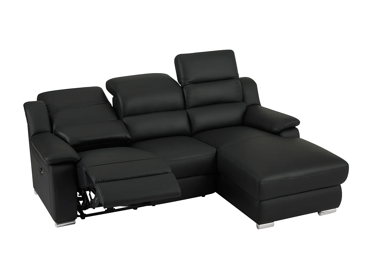 Elektrische relaxhoekbank met hoek rechts van zwart leer ARENA III