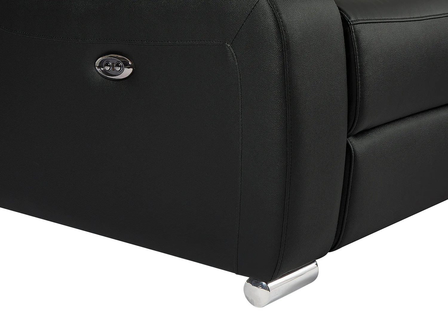 Vänster hörnsofa i svart läder med elektrisk relaxfunktion ARENA III