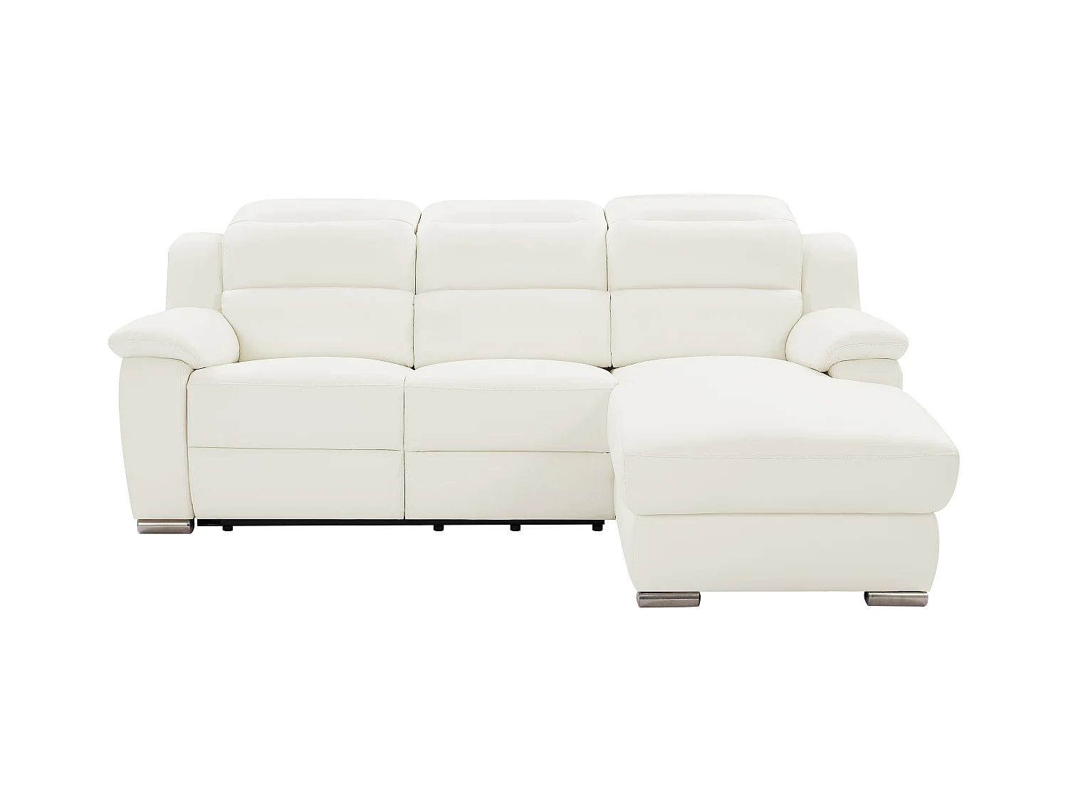 Canapé d'angle droit relax électrique en cuir blanc ARENA III