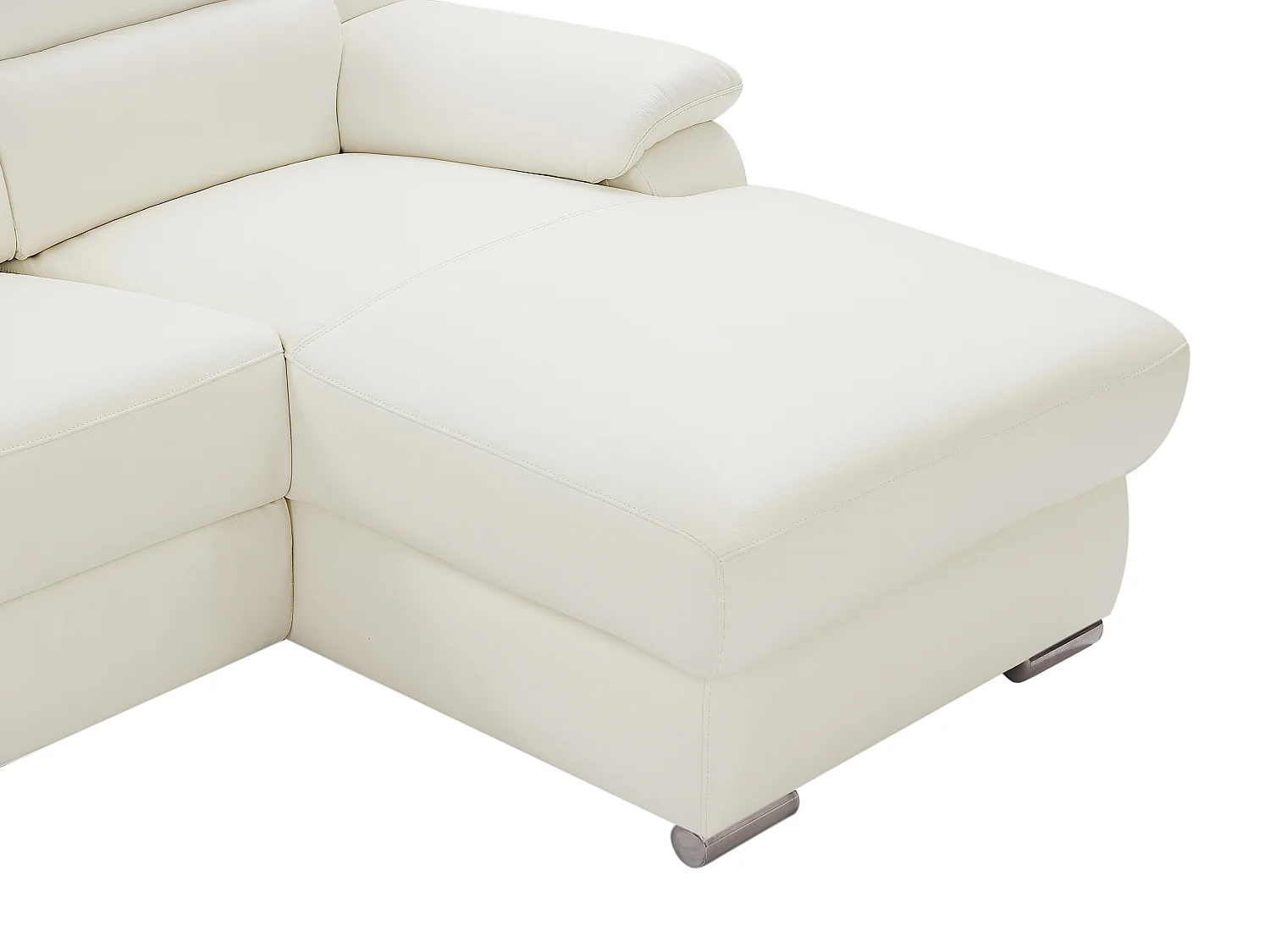 Canapé d'angle droit relax électrique en cuir blanc ARENA III