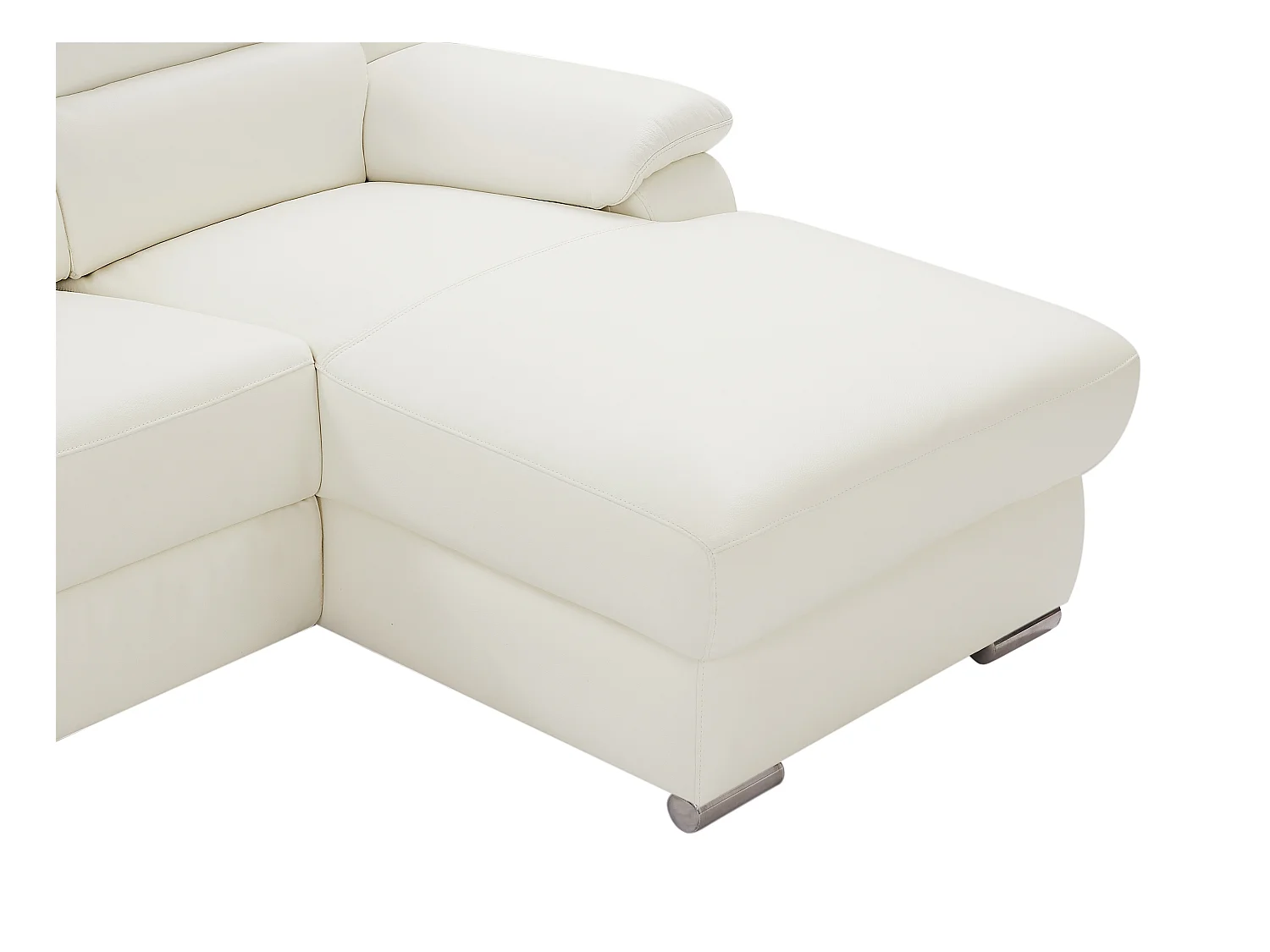 Canapé d'angle droit relax électrique en cuir blanc ARENA III