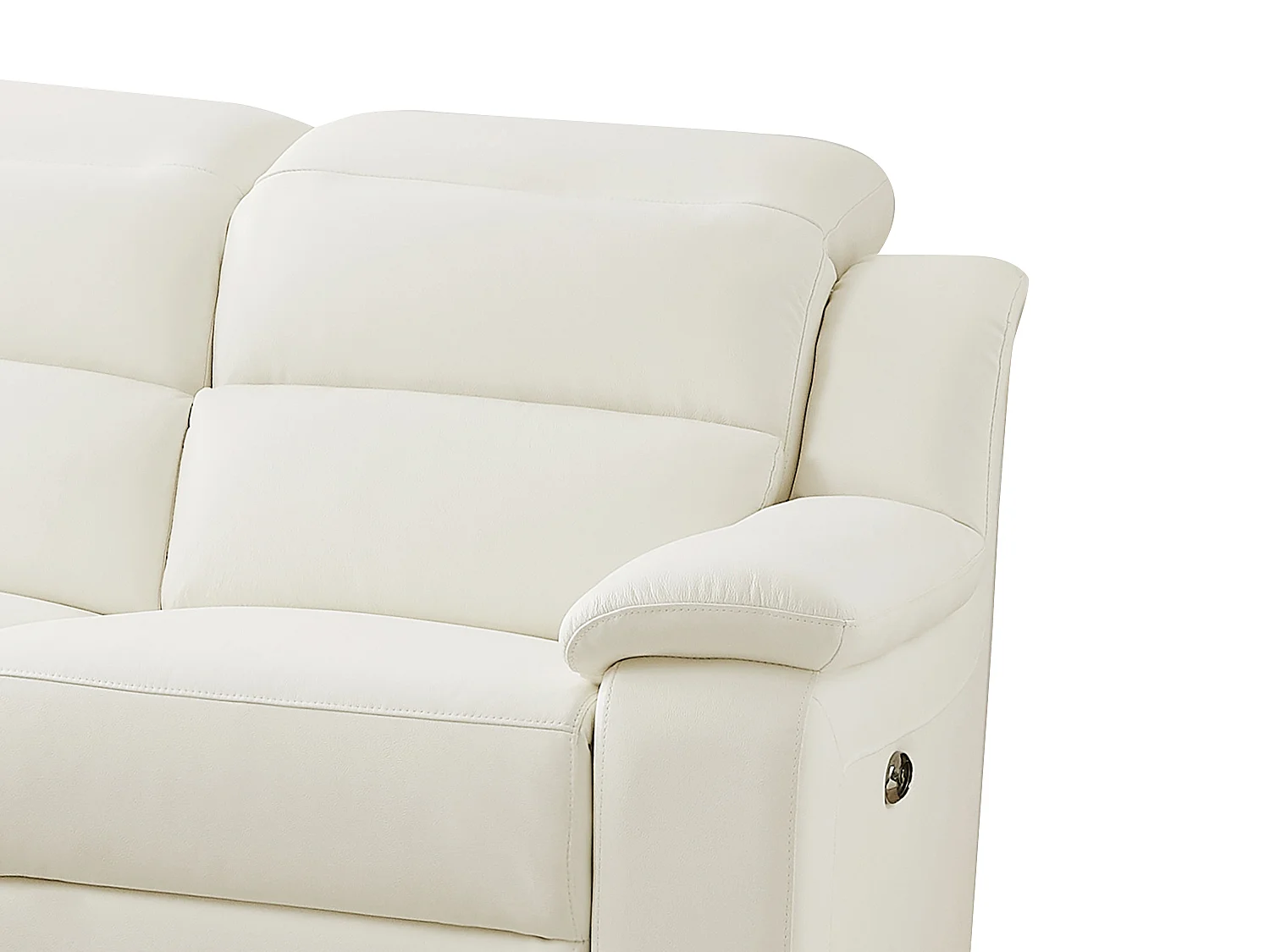 Vänster hörnrelaxsoffa i vitt läder ARENA III med elektrisk lutning