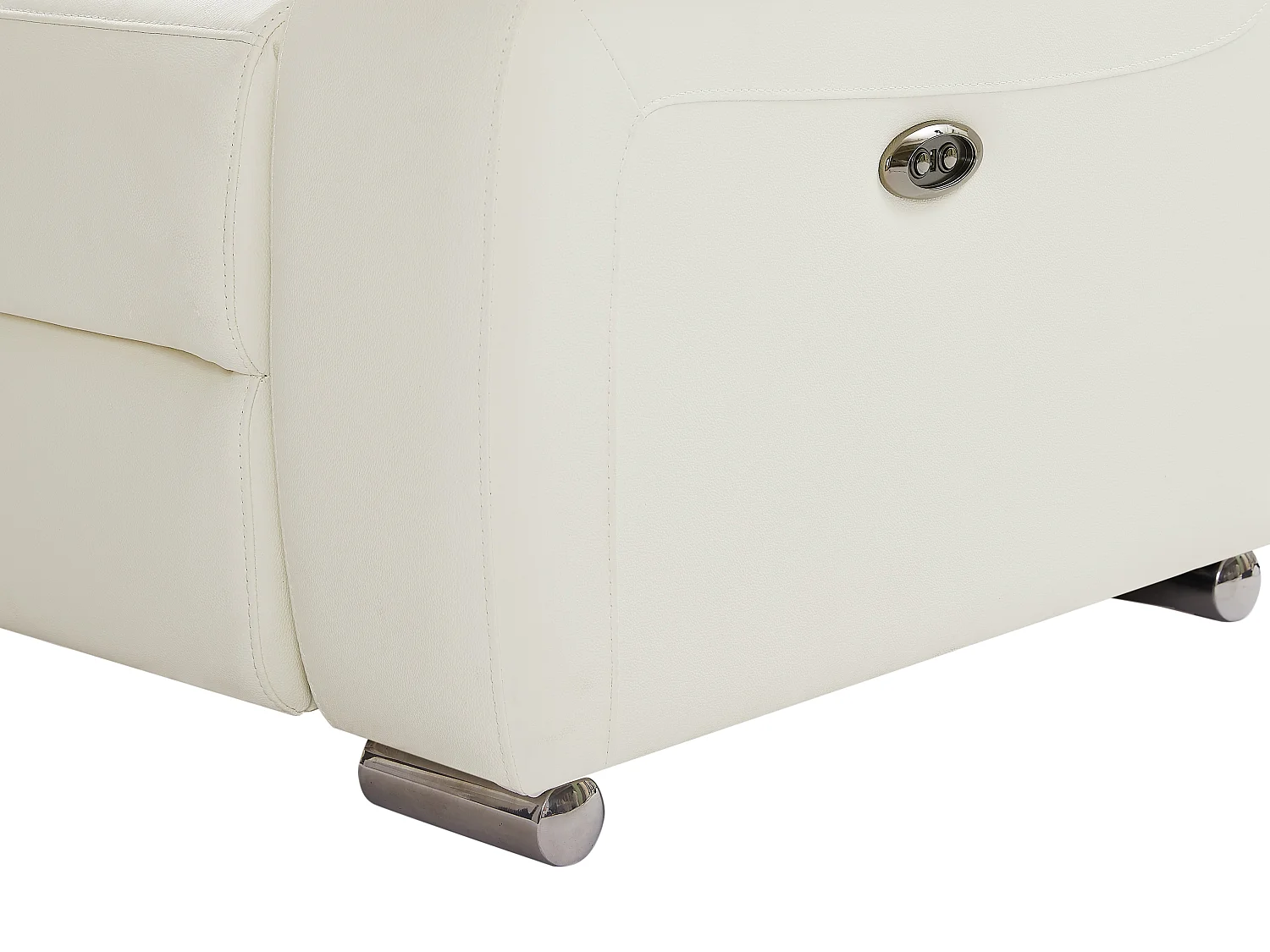 Vänster hörnrelaxsoffa i vitt läder ARENA III med elektrisk lutning