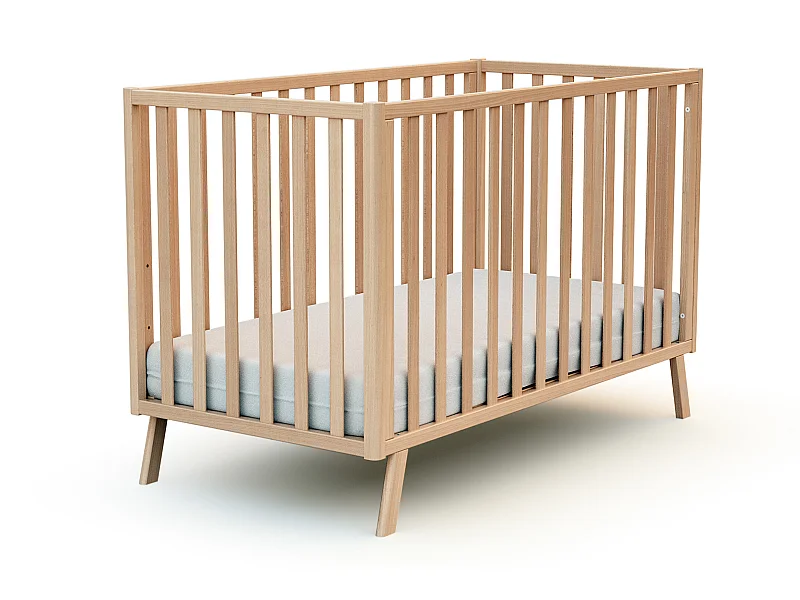 Lit bébé évolutif en bois CONFORT Hêtre Verni 60 x 120 cm