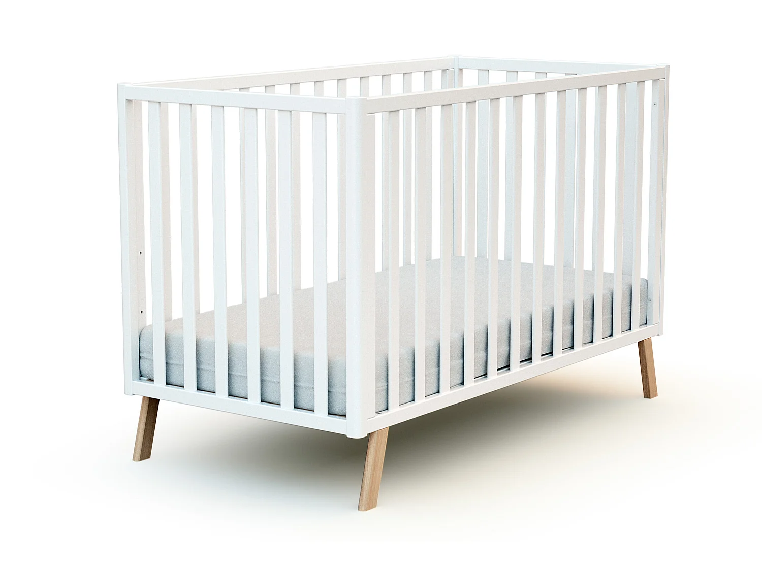 Umwandelbares Hüttenbett für Babys CONFORT Holz Weiß und Buche Lackiert 60 x 120