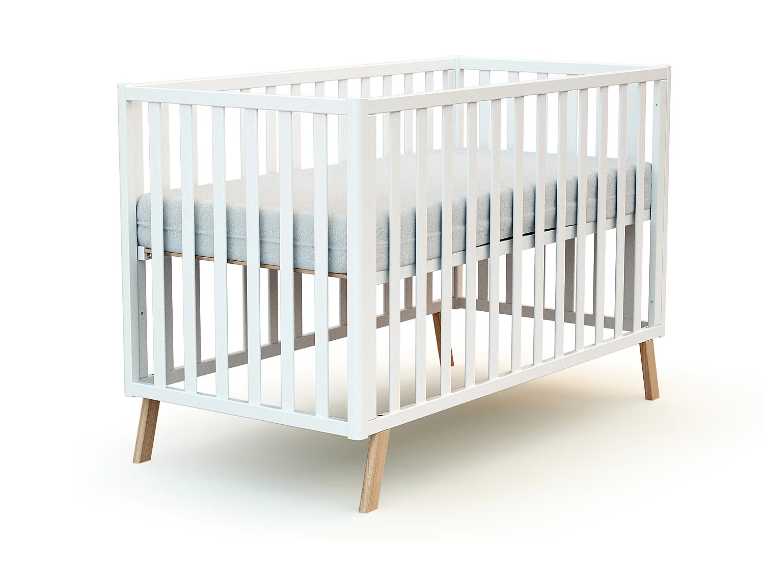 Umwandelbares Hüttenbett für Babys CONFORT Holz Weiß und Buche Lackiert 60 x 120