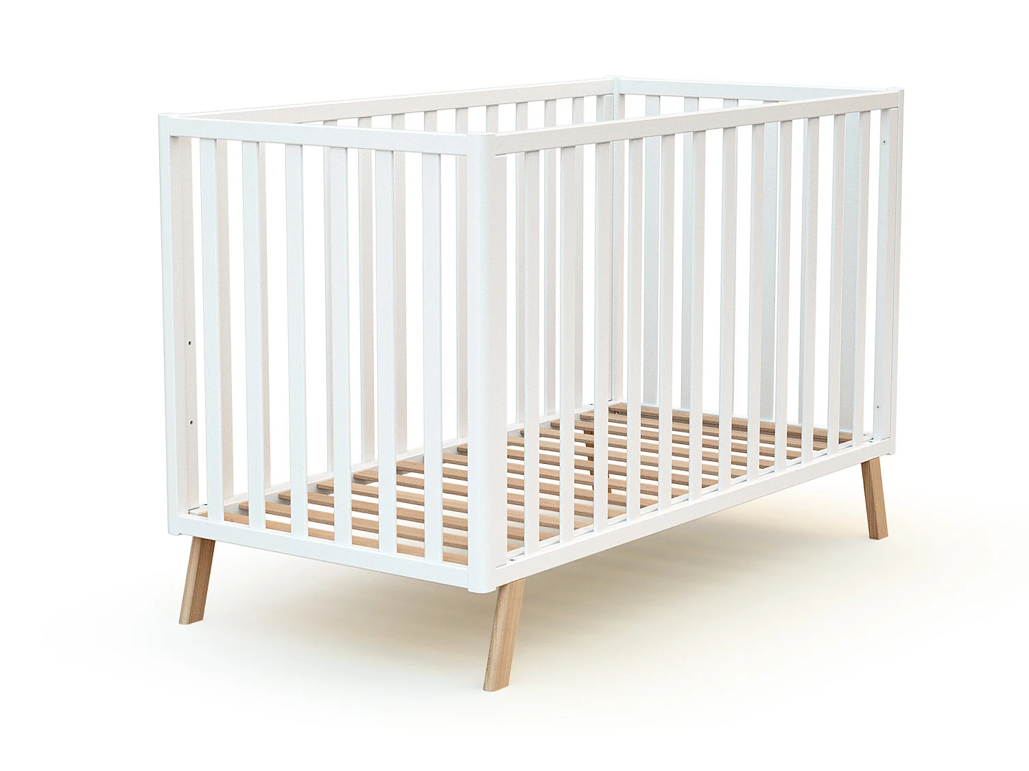 Umwandelbares Hüttenbett für Babys CONFORT Holz Weiß und Buche Lackiert 60 x 120