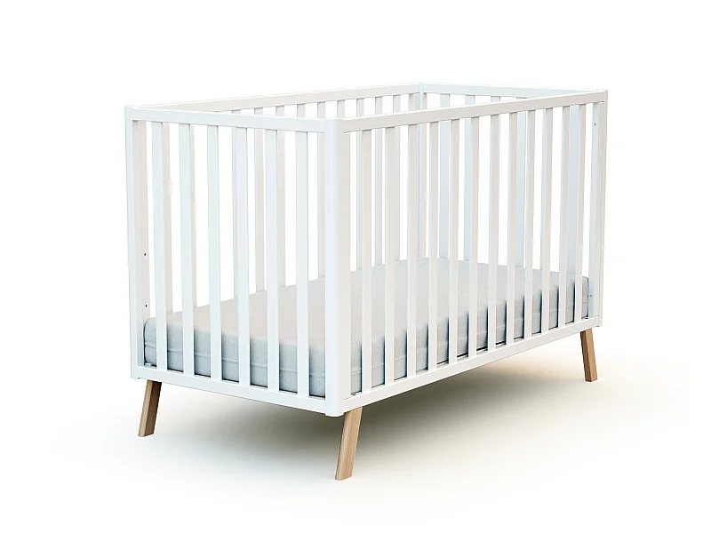 Lit bébé évolutif en bois CONFORT Blanc 60 x 120 cm