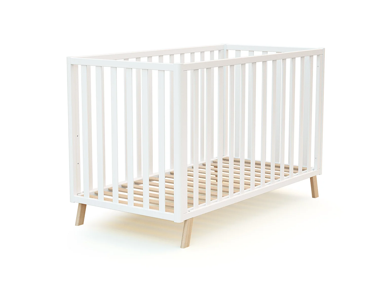 Cuna bebé evolutiva CONFORT madera - Blanco - 60 x 120 - 125,50 x 64 x 81,50 cm