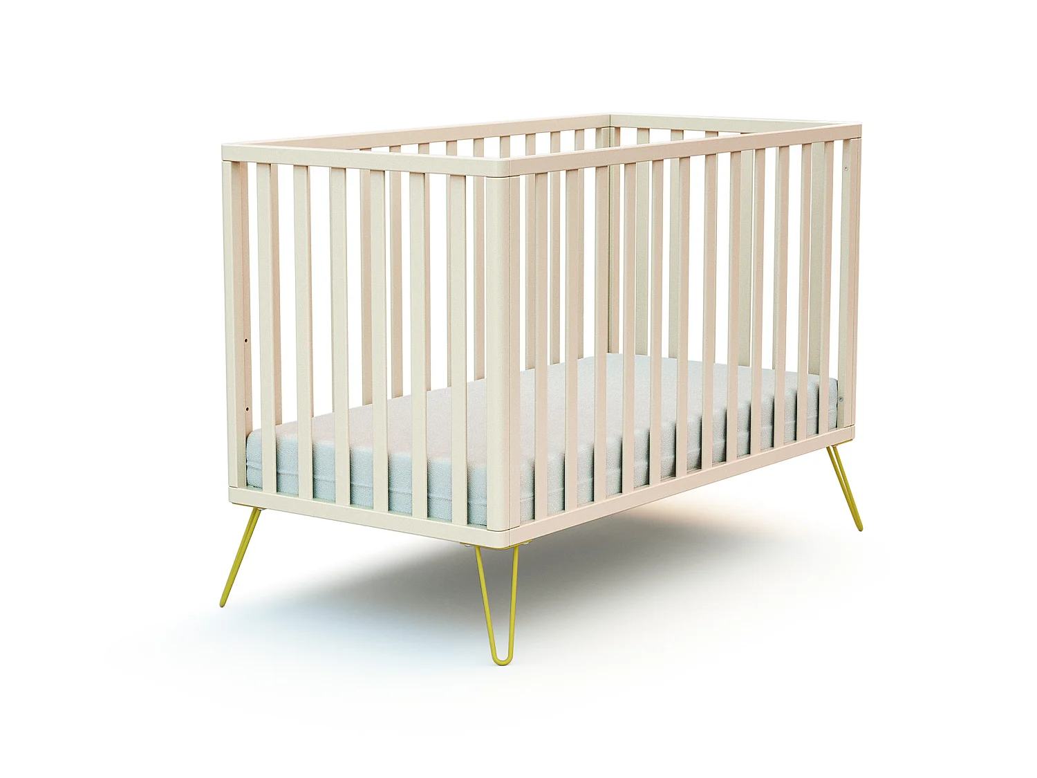 Cama de bebe ONLY de madeira Branco e Amarelo 60 x 120 cm