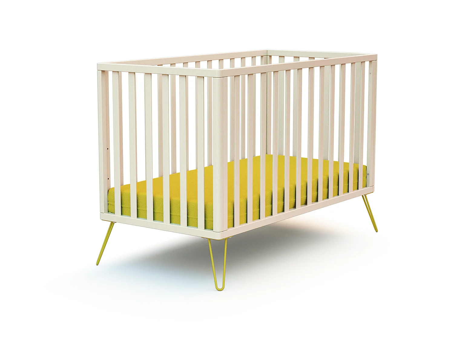 Cama de bebe ONLY de madeira Branco e Amarelo 60 x 120 cm
