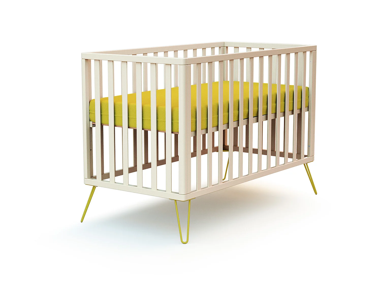 Cama de bebe ONLY de madeira Branco e Amarelo 60 x 120 cm