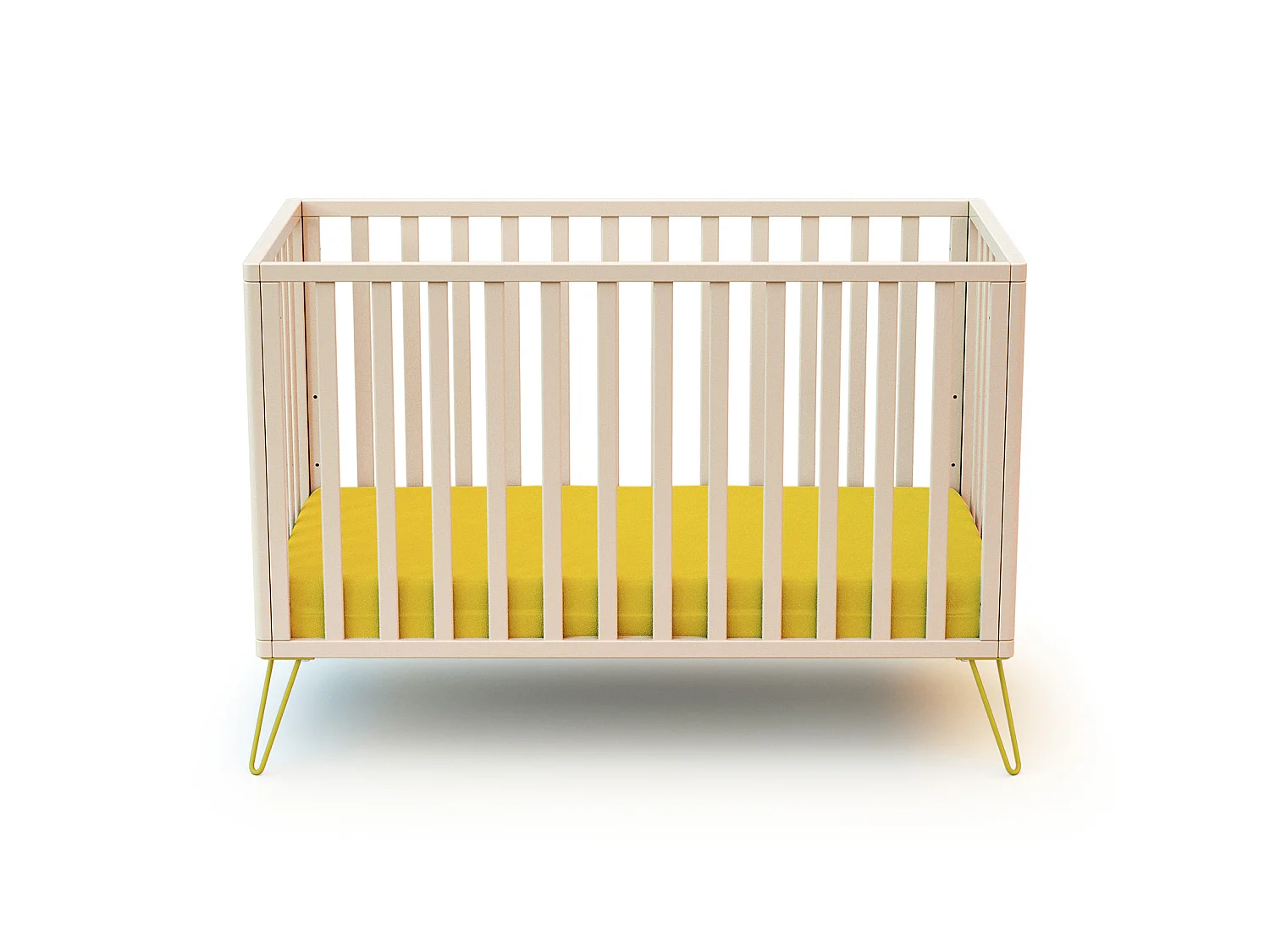 Cama de bebe ONLY de madeira Branco e Amarelo 60 x 120 cm