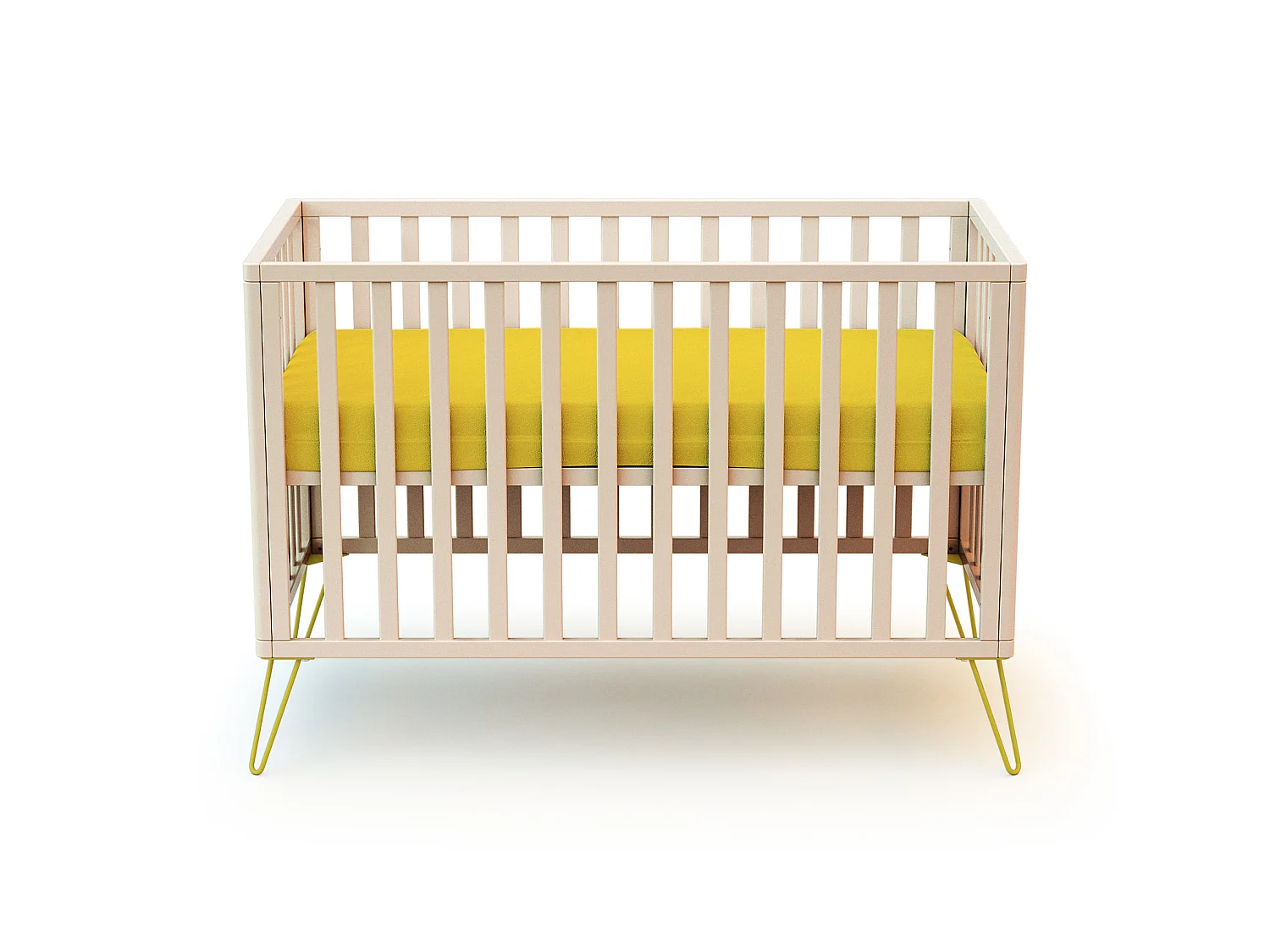 Cama de bebe ONLY de madeira Branco e Amarelo 60 x 120 cm