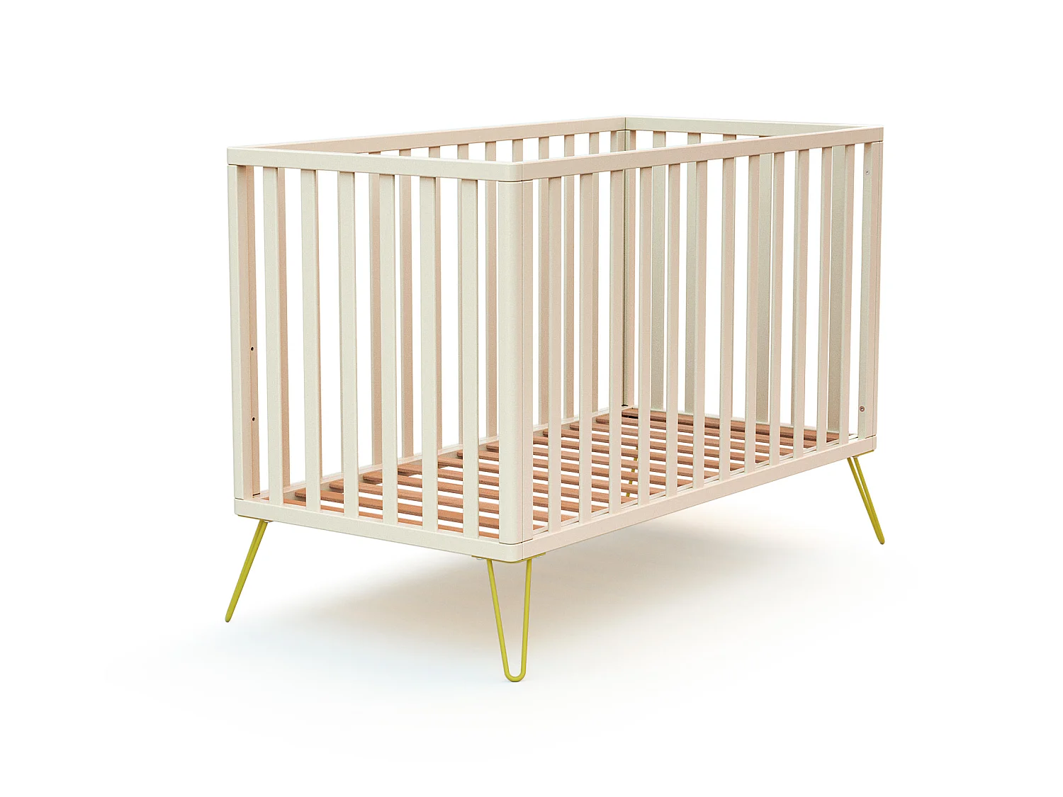 Cama de bebe ONLY de madeira Branco e Amarelo 60 x 120 cm