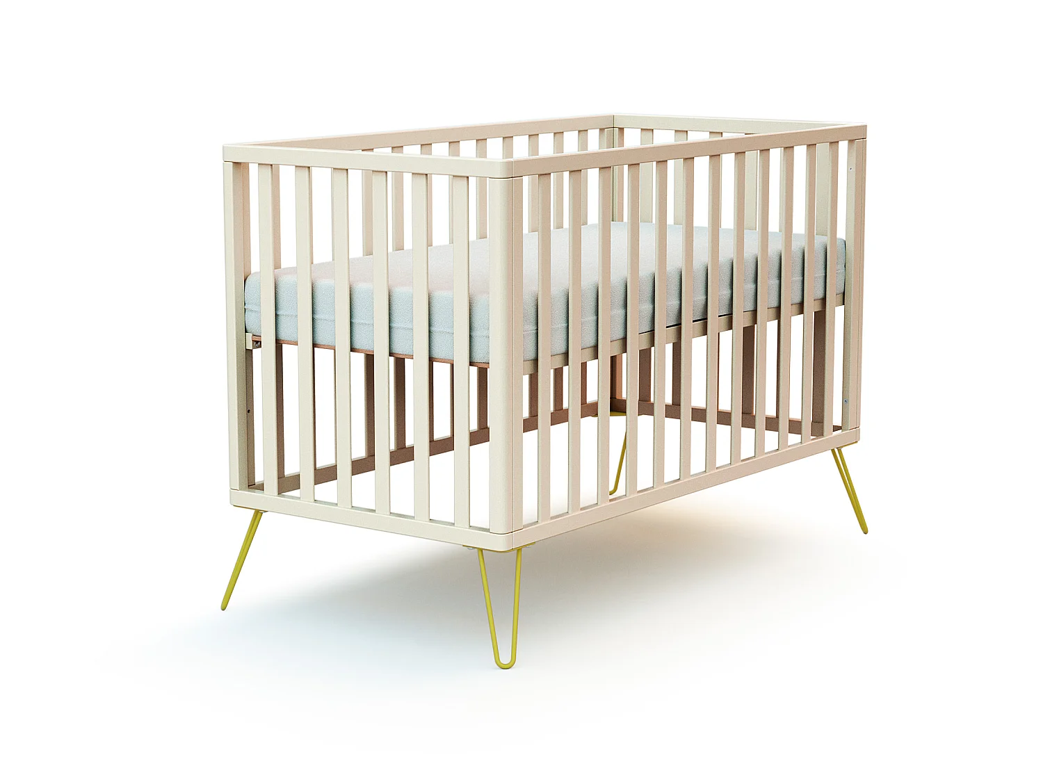 Cama de bebe ONLY de madeira Branco e Amarelo 60 x 120 cm