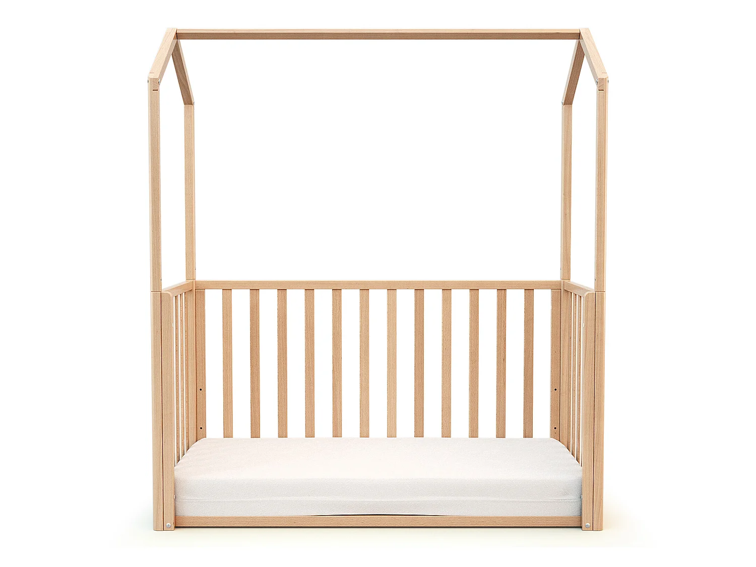 Lettino forma di casa trasformabile CONFORT legno - Faggio verni