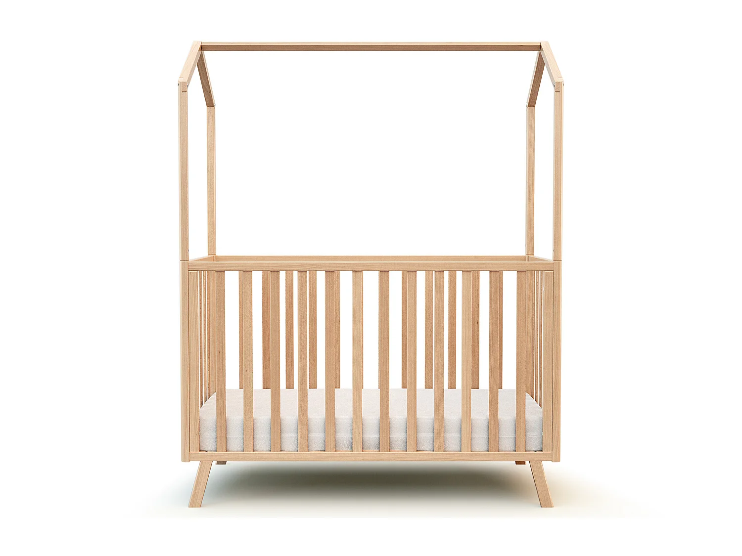 Lit cabane bébé évolutif en bois CONFORT Hêtre Verni 60 x 120 cm