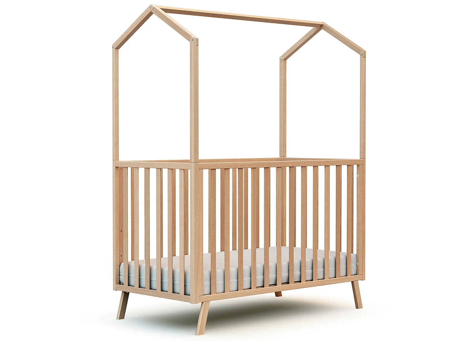 Umwandelbares Hüttenbett für Babys CONFORT Holz Buche Lackiert 60 x 120