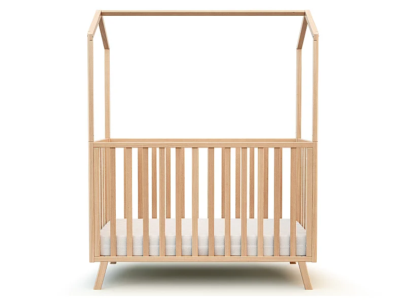 Lit cabane bébé évolutif en bois CONFORT Hêtre Verni 60 x 120 cm