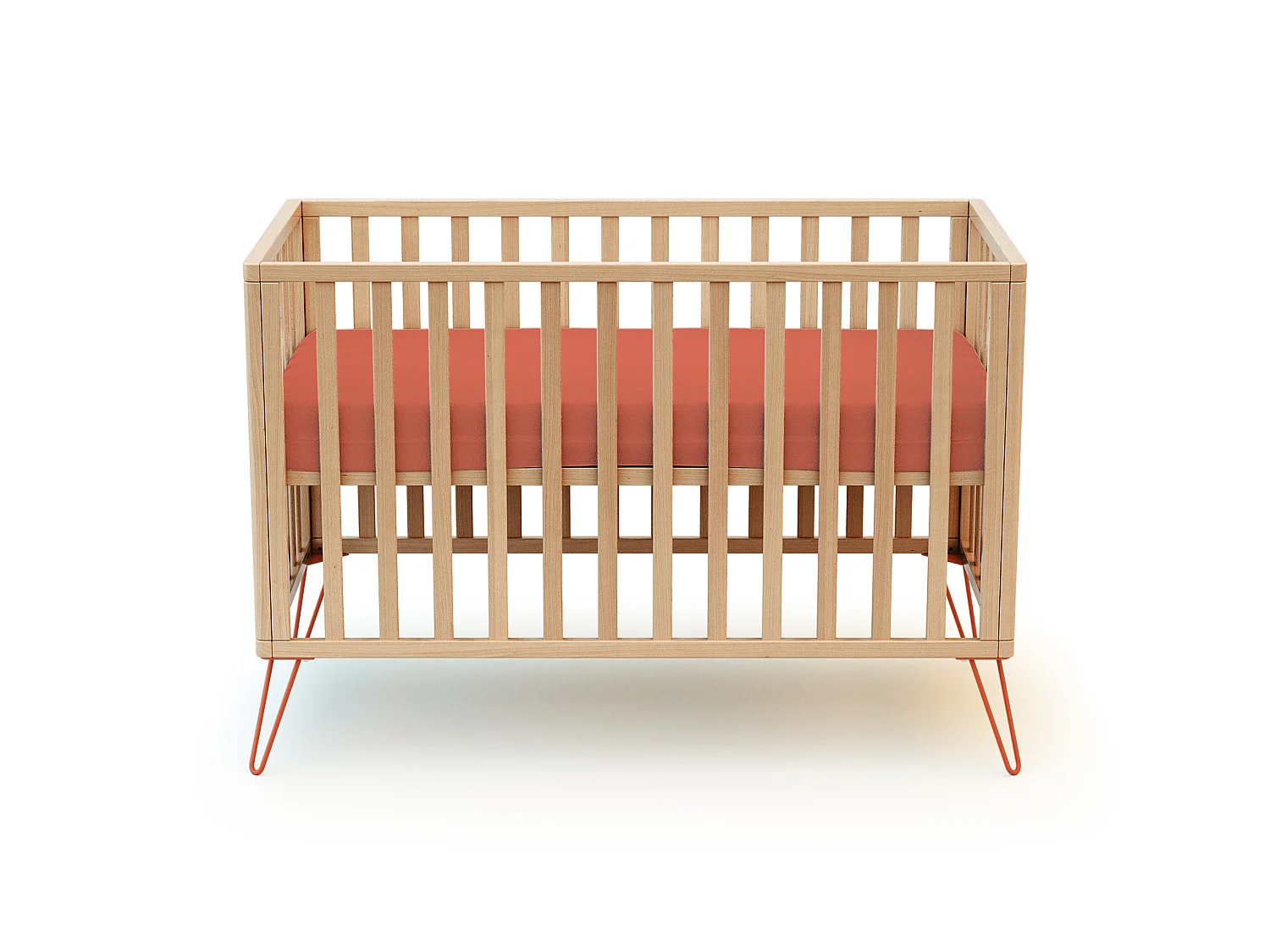 Cuna bebe ONLY madera - Terracotta - 60 x 120 - 128 x 68 x 86 cm