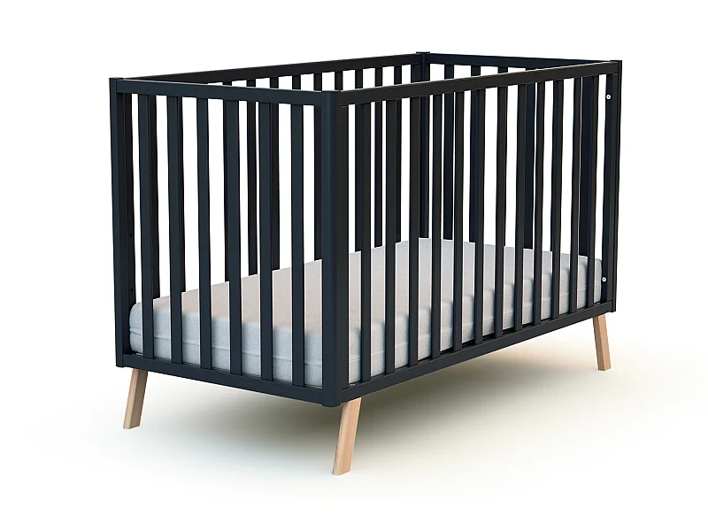 Cama de bebe convertível CONFORT de madeira Cinzento Grafite 60 x 120 cm